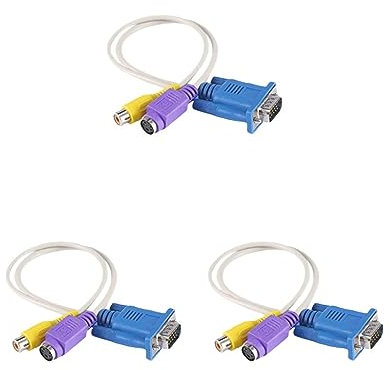 Tityvirnix 3 set Portable 15-Pin Laptop VGA SVGA TO S-Video RCA Adapter Video Adapter Cable