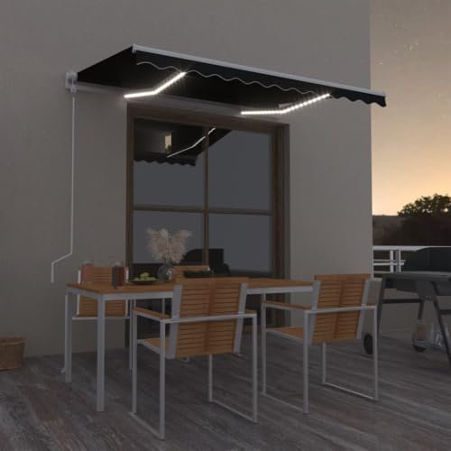 Brokky 3068874 Tenda Automatica con Sensore Vento e LED 300x250 cm Antracite-Tenda da Sole| Protezione Balcone | Tenda Resistente per Esterno ai Raggi U V
