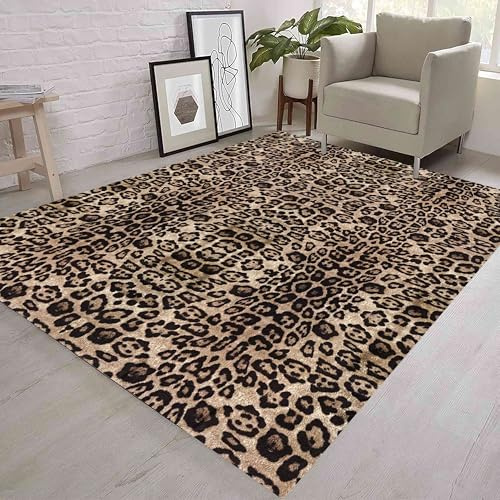 Leopard Area Rug, 60x90cm, Animal Cheetah Texture Yellow Leopard Print Art Washable Rug, Wild Animal Pattern Non-Slip Durable Rugs Mat for Entrance Door Mat Living Room Bedroom Kitchen Decoration