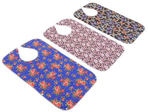 COLLBATH 3 Stück Esslätzchen für Erwachsene mit Verstellbarem Druckknopf aus Baumwollstoff und Pvc Leicht für Bankette und Festivals