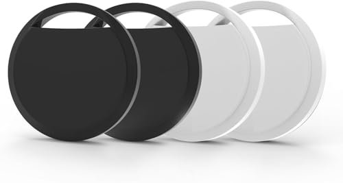 RSH Air Tracker Tag Bluetooth Item Finder, Compatible with Apple Find My APP (iOS Only) Replaceable Battery, IP67 Waterproof, for Keys, Wallets, Bags & Luggage (Black+white, 4 Pack)