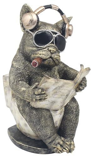Lesser & Pavey Attitude Loo Time French Bulldog Animal Figurine Large | Humorous Home Accent, Stable Base, Eye Catching Ornament, Ideal for Home and Office Decor, Great Present for Collectors