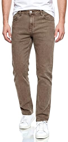 GINGTTO Hombre Vaqueros Elásticos Jeans Ajustado para Hombres Slim Fit Denim Pantalón Stretch Taper Jean Entallado Pantalone Marrón 32/30