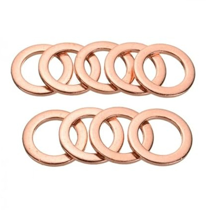 10 piezas de arandela de cobre, sello, espaciador, junta tórica, almohadilla de cuña sólida, herrajes for cárter(M6x12x1mm)