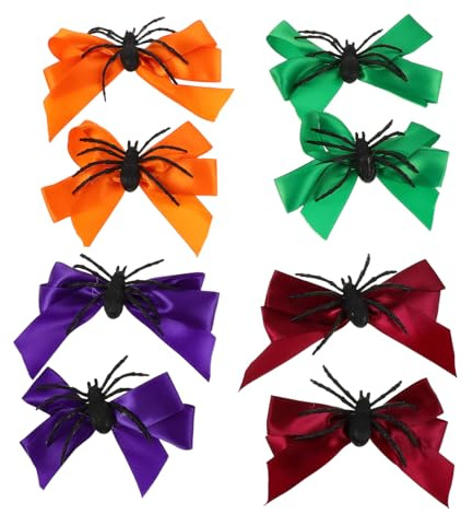 PartyKindom 8 Pièces Clips à Cheveux Halloween avec Nœud et Araignée Accessoires Costume Festif pour Femmes et Filles Décoration Confortable pour Fête Cosplay