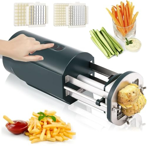 Electric French Fry Cutter - Automatic Potato Slicer with Stainless Steel Blades for Efficient Vegetable Cutting in Commercial and Home Kitchens