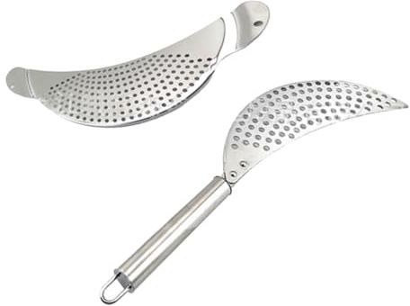 Cabilock 2 pièces Passoire Acier Inoxydable Forme Lune pour Casserole Égouttoir Léger et Résistant Corrosion Compatible Marmite Pâtes et Légumes Lot pour Cuisine Facile et Pratique