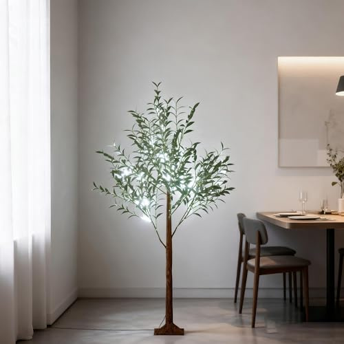UISEBRT LED Beleuchteter Olivenbaum,Lichterbaum mit Blätter,IP44 Wasserdicht Weihnachtsbaum für Weihnachten Hochzeit Geburtstag Party Frühling Innen Aussen,120cm mit 180 kaltweißen LEDs