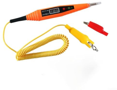 Pluma digital del probador del voltaje de la reparación del coche, pantalla 2 5V 32V DC con indicador de polaridad del LED cable extensible del resorte para la prueba del circuito