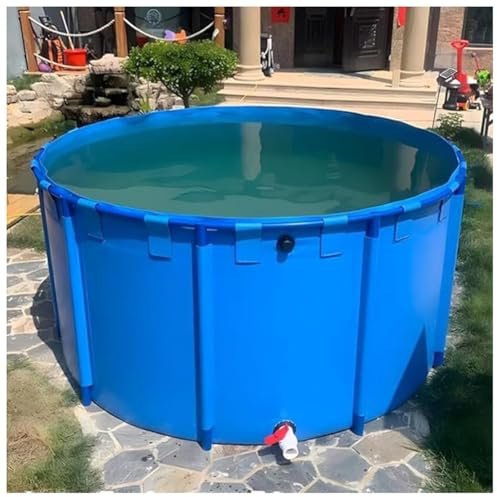 Piscina fuori terra pieghevole durevole 4 x 1 m resistente tela Koi stagno con telaio in acciaio per stoccaggio dell'acqua all'aperto allevamento di pesci bambini e animali domestici guadare facile