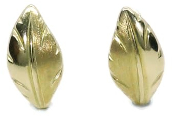 Boucles d'oreilles en or 18 carats pour femme Motif feuille mate et brillant Or jaune 750 Fermoir Pelle 15 mm 1,60 g