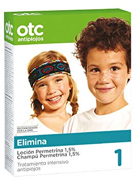 OTC Antipiojos Pack Permetrina, Elimina Piojos y Liendres, Incluye Loción y Champú de 125 ml con Permetrina al 1,5%, Gorro y Lendrera, Apto a Partir de 2 Años