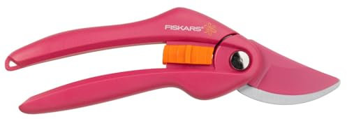 Fiskars Tijeras de podar, Cuchilla bypass, Longitud: 20 cm, Ø de corte: 2,2 cm, Rosa/Naranja, 1003657