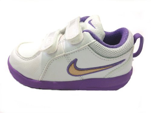 Nike Pico 4(Tdv) Piel Blanca Y Morado Niña, Tamaño: 23,5