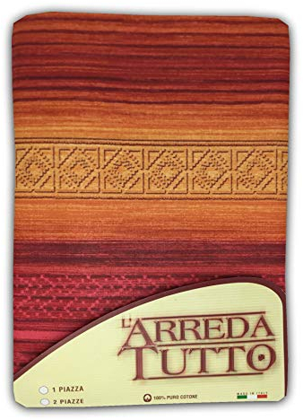 tex family Plaid d’Ameublement Couvre-Tout Grand Foulard Multi-Usage en Coton – Couvre-Lit, Protège-Canapé – Incas – 1 Place – Fabriqué en Italie