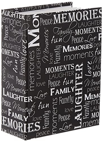 Mini-Max Photo 100 Pocket 4x6 Photo Album, Black and White Words