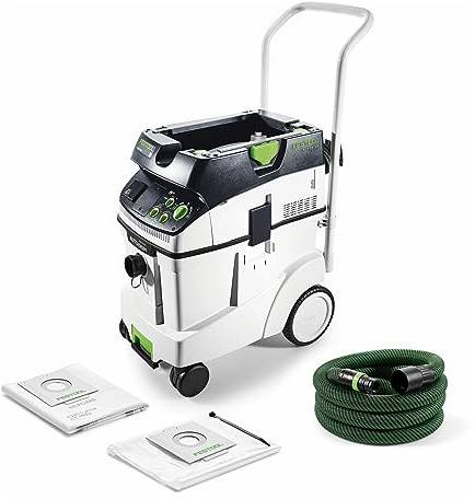 Festool Absaugmobil CTM 48 E AC CLEANTEC (mit High Performance Hauptfilter, SELFCLEAN Filtersack, Entsorgungssack, Saugschlauch, Verschlussdeckel für Ansaugstutzen, Schubbügel)