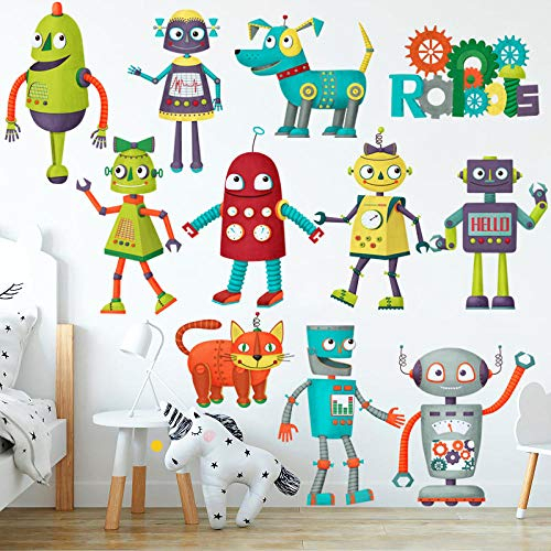 Cartoon Roboter Tiere Wandaufkleber Für Kinderzimmer Schlafzimmer Schlafzimmer Wanddekoration Kinderzimmer Kunst Poster Abziehbilder Wohnkultur,Kinder Baby Wandaufkleber,Wandtattoo,Wall Sticker Mural