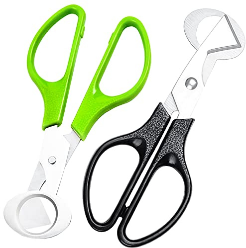 QIQN Forbici Uova di Quaglia da Cucina Acciaio Inox da Taglio a Guscio d'Uovo mit Manici in Plastica per Casa, Cucina, Ristorante (2 Pezzi Verde e Nero)