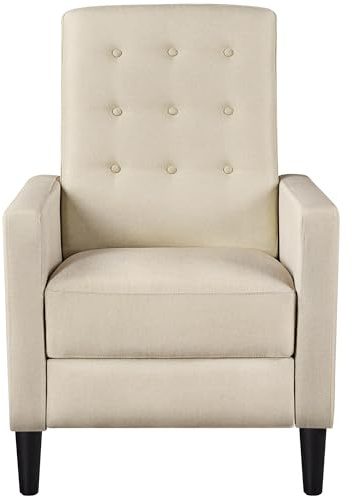 Yaheetech Fabric Reclining Chair Single Armchair Adjustable Upholstered Sofa with Soft Padded Seat Living Room Bedroom Theater Recliner Beige