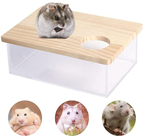 PIVBY Hamster Sand Bath Shower Box Dwarf Chinchilla Sauna Room Acrylic Digging Sand Container Small Animals Bathroom Toilet for Gerbil Hedgehog Squirrel