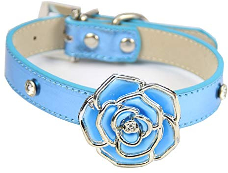 LtuzPet Katzenhalsband mit Rose Haustier Strass Halsband Hundehalsbänder Katzenhalsband Verstellbare Leder Hundehalsbänder