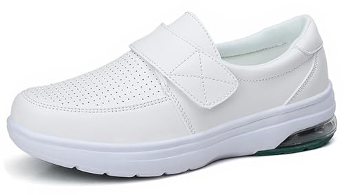 Kvinnors Sjukvårdsskor,Luftkudde Olje-Och Halkbeständig Arbetssköterskeskor för Kvinnor,Bekväm Andas Ortopedisk Walking Chef Skor,för Medicinska Arbetare/Läkare (Color : White, Size : 40 EU)