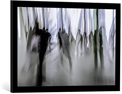 kunst für alle Bild mit Bilder-Rahmen: Andreas Bauer Vorbei an Schaufenstern - dekorativer Kunstdruck, hochwertig gerahmt, 75x50 cm, Schwarz matt