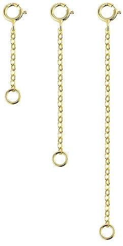 LANCHARMED Alargador Cadena Oro, Alargador Collar, Chain Extender, Ampliador de Colgante, Extension Cadena de Pulsera, Plata 925, Pack 3