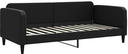 vidaXL Tagesbett, Gästebett 2-in-1, Sofabett Schlafsofa für Schlafzimmer Wohnzimmer, Bettsofa Sofa, Modernes Design, Schwarz 90x200cm Stoff