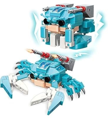 QMAN 41208 - Würfelbaustein-Set Riesenkrebs mit Klauen - Kreatives Bauset für Kinder ab 6 Jahren, Tragbares Design, Kompatibel mit Anderen Marken