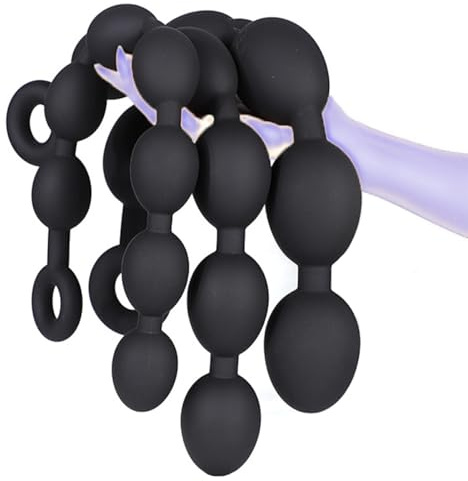 Seckoe Analplug Silikon Analkugeln Analkette Anal Beads Masturbator, Extra Lang Buttplug Anal Dildo Analspielzeuge, Liebeskugeln Sexspielzeug für Männer Frau Paare Extrem Sex (Schwarz, S)