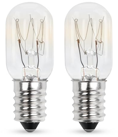 Comyan 15W E14 Screw Salt Lamp Bulbs 230V, T20 Fridge Light Bulbs 2700K Warm White SES Machine Bulbs, Pygmy Bulb 15W Mini Wax Warmer Light Bulb Dimmable - 2Pack