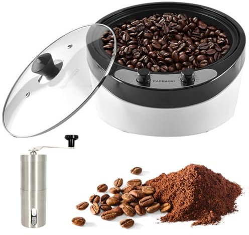 QUTBAG Tostador de Granos de café eléctrico de 1800 W, tostadora de café Profesional de 800 g con diseño de Superficie Inclinada de 45 °, Temperatura Ajustable de 0-240 ℃, para Hornear Granos nueces