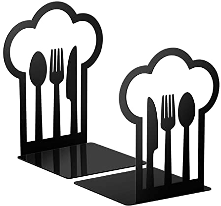 Buchstützen Buchstützen aus Metall, Bücherregalhalter, schwere Bücher, Wolkenlöffel, Metallbuchstützen, Küche, Kochbuch, Buchstützen for Regale Buchstützen und Bücherregale