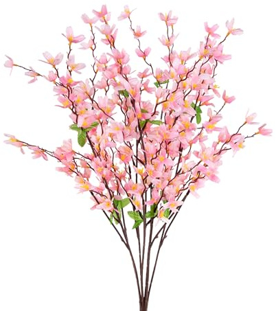 Seidenblumen Roß Forsythienbusch 65cm rosa ZF Kunstblumen künstliche Forsythie Goldflieder Goldglöckchen Blumen