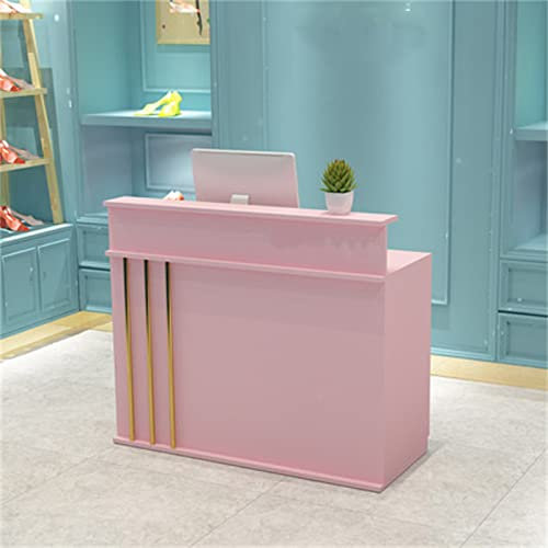 Moderne rosa Empfangstheke für kleine Geschäfte und Geschäfte, vielseitiger Rezept für Einzelhandel, Convenience Stores und Bars, kommerzielle Kassiertheke mit stilvollem Design, 70 x 50 x 100 cm