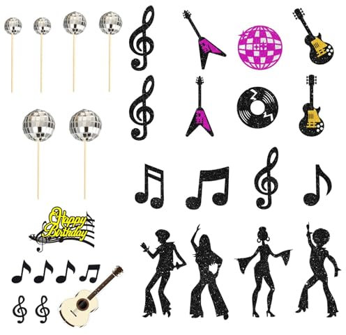 50Pcs Disco Ball Cake Decorations, Mini Disco Balls, Happy Birthday Cake Topper, Cupcake Toppers 1970s Disco Themed Cake Toppers for Disco Theme 70's Party Supplies