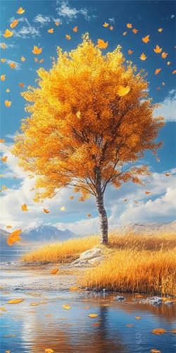 Malen Nach Zahlen Erwachsene Groß Baum, Malen Nach Zahlen Erwachsene Groß See, Paint by Numbers Leinwand XXL 40 x 20 cm, DIY Kreativ Bastelset Handgemalt Ölgemälde Home Décor, Mädchen Geschenk T454