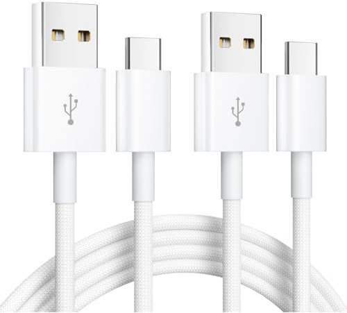 USB C Charger Cable 2Pack 1M 3.1A Type C Fast Charging Braided USB A to USB C for iPhone 16 15 Pro Max Samsung Galaxy S22 S21 S20 Huawei Pixel iPad Switch PS5 etc.