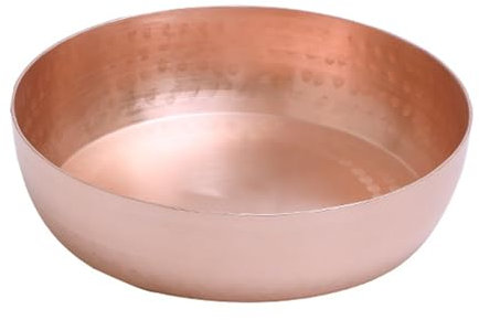 Yiustldd Plato Redondo De Cobre, Plato para Pastel De Arroz Martillado De Cobre Puro, Plato para Sopa, Plato Hondo, Palangana De Cobre Profunda, Plato para Sopa De Cobre,Copper,20.3cm