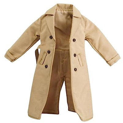 Courtieyeardceastea Gabardina 1:12 para hombres y mujeres, ropa de muñeca hecha a mano para figuras de 6 pulgadas, color caqui, 11 cm