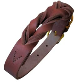 ALMADOG Hundehalsband Abby - Weiches Fettleder - Geflochten - Made in Germany - Kastanienbraun XS (27-33cm Halsumfang, 2cm breit)