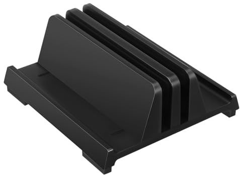 STOBOK Laptop Vertical Stand Dual Slots Adjustable Laptop Holder Black Universal Workspace Organizer for Desktop Office Use
