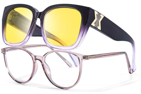 LVIOE Nachtfahrbrille Damen Polarisierte TAC-Linse, Blendfreier Scheinwerfer für Sicheres Fahren bei Nebel und Nacht, Polarisiert für Verbesserte Sichtbarkeit