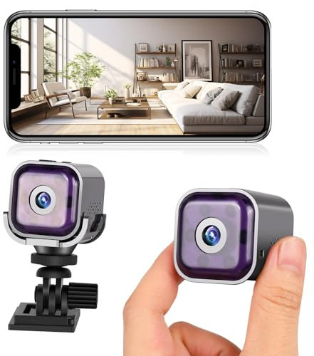 Mini fotocamera 1080P Full HD WLAN Mini telecamera di sorveglianza Live Trasmissione cellulare Visione Notturna, Batteria Integrata, Doppio Audio e Rilevamento di Movimento - Per Casa, Esterni