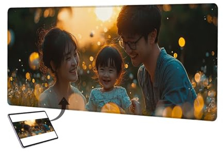 Personalisiertes Mousepad mit Foto, 800x300mm Gaming Mauspad Personalisiert, Mauspad Selbst Gestalten, Schreibtischunterlage mit rutschfeste Unterseite, Personalisierte Geschenke für Gamer, Büro C-5