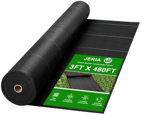 JERIA Tessuto resistente per il controllo delle erbacce, 90,7 x 146,3 m, per il controllo delle erbacce, da giardino, per paesaggistica, per il controllo delle erbacce