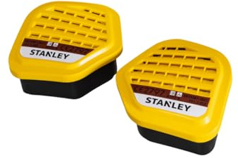 Stanley A1P3 Replacement Filters, Twin Pack for Half Mask Respirator, 99.97% Filtration for Organic Vapours, Solvents, Pesticides, Paint Fumes & Dust, Easy Fit Filters with Low Breathing Resistance