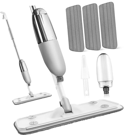 LRXIYODE Balai Serpillière Pulvérisateur Plat Rotatif avec Réservoir Capacité Vadrouille Spray Humide et Sèche avec de Rechange pour Nettoyage Sols Céramiques et Stratifiés